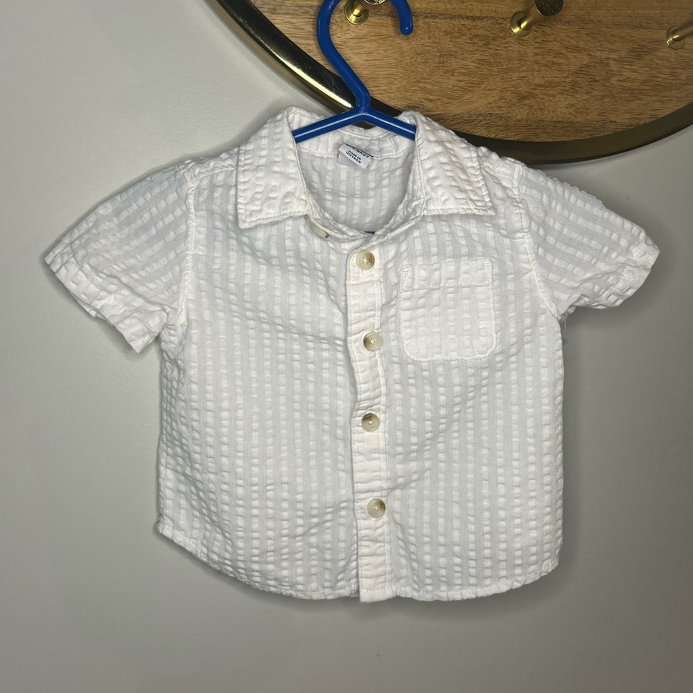 6 For $10 3-6 Month Old Navy Textured White Kids Button Down Shirt